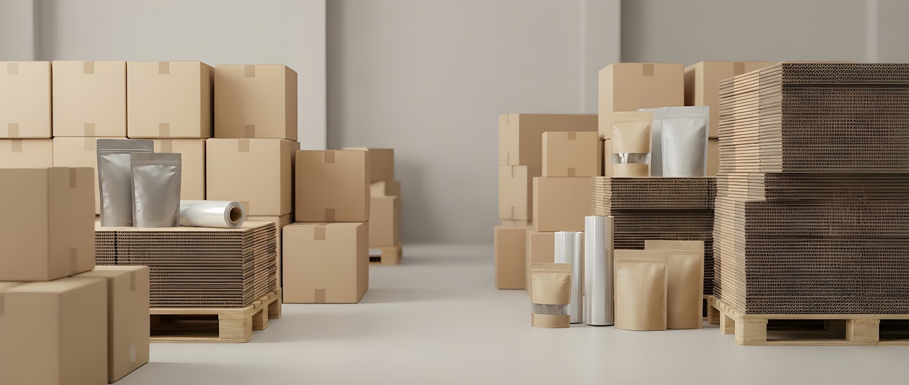 Packaging and cartons ready for distribution